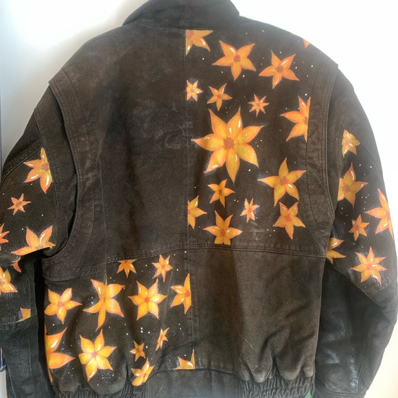 Hand painted suede leather jacket - Picture 3 of 4